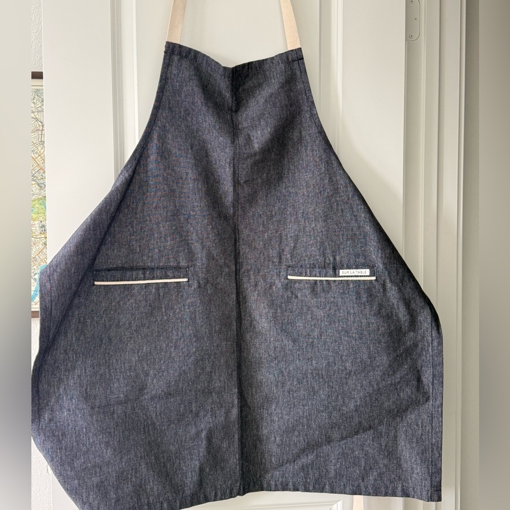 Sur La Table Dark Blue Apron with Tan Accents